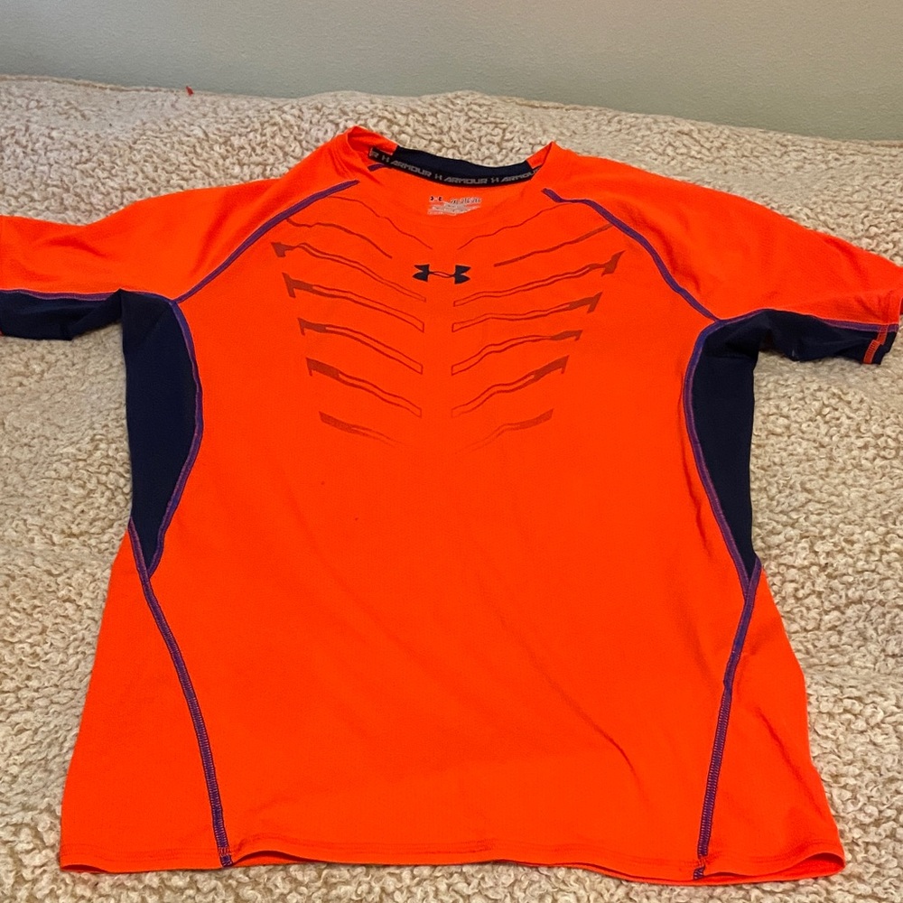 Under Armour Bright Orange and Dark Blue Sports Tee